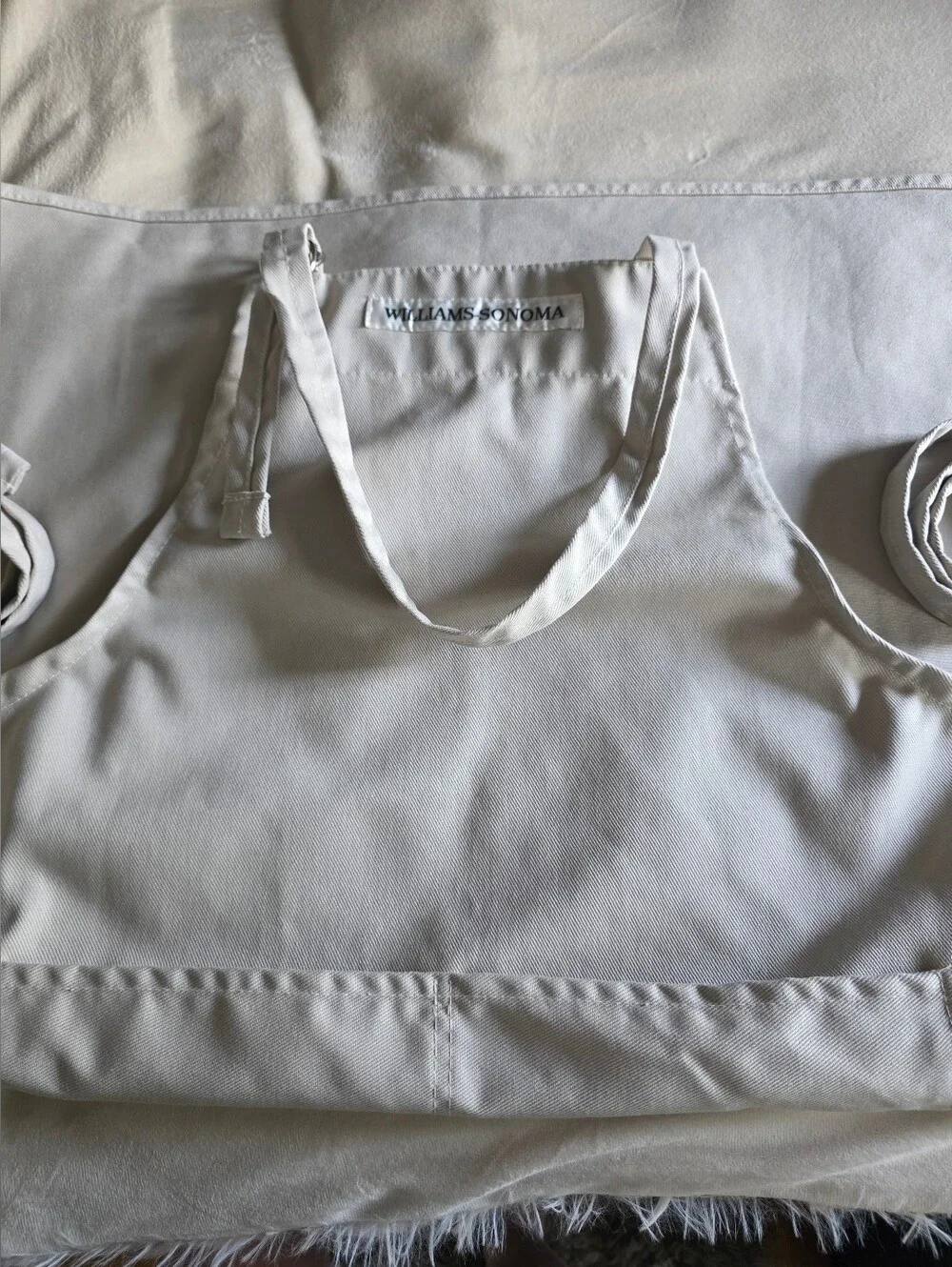 Williams Sonoma Y2K Vintage Heavy Duty Chef Apron Made in USA Beige